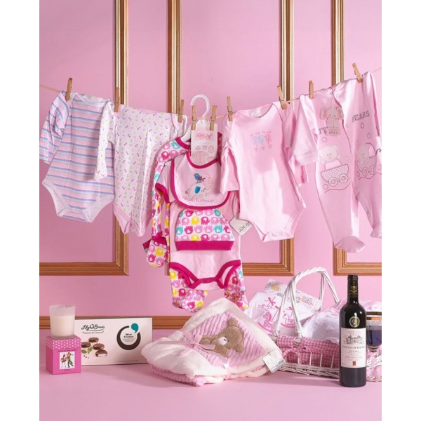 Baby Girl Glee (with wine) Gift Hamper